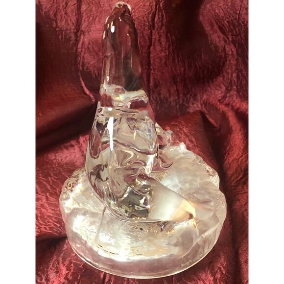 Vintage Crystal Mother Seal & Her Pup Frosted Textured Stand to Resemble Ice 6x5 - Picture 3 of 9